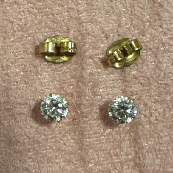 Ross-Simons Round CZ Stud Earrings in 14kt Yellow Gold - Picture 4 of 7